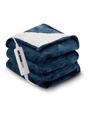 Electric Heated Blanket With Sherpa Fleece 5 Heating Levels Auto Shut-Off Overhe